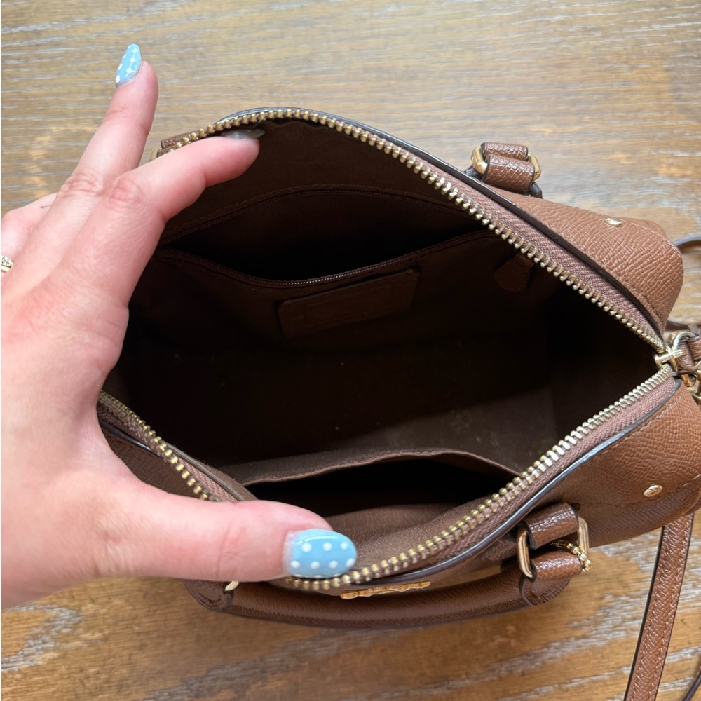 Coach Pebbled Leather Satchel in Warm Brown with Gold Hardware - Picture 6 of 6